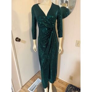 STUNNING John Meyer JM Studio Green Glittery Fancy Long Dress Sz 4